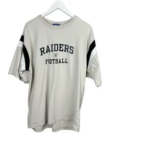 Reebok NFL Raiders Football T-Shirt Mens Large Tan Excellent Vintage Graphic Tee